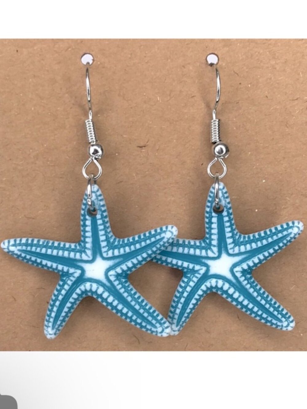 Ocean Style Starfish Shell with Faux Pearl Dangle Earrings